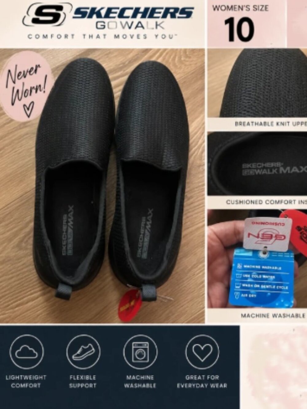 Skechers GoWalk Black Size 10 NEW